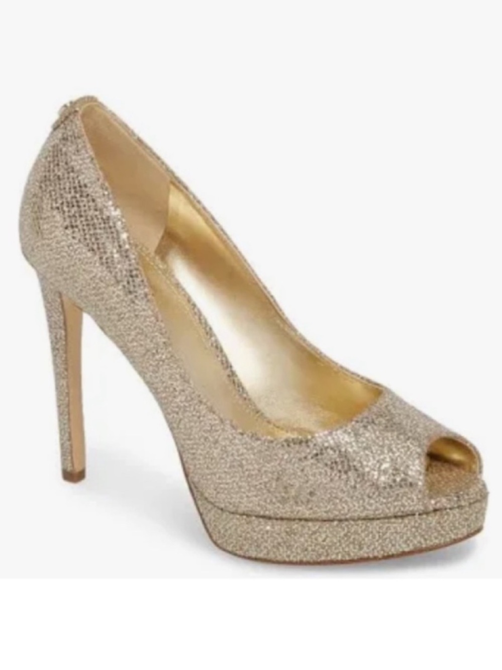 Michael Michael Kors Erika glitter peep toe platform stiletto pumps sz 6.5